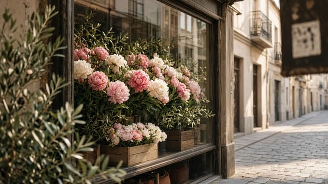 Escaparate de una floristería, un negocio que puede estar en venta sin publicar el rótulo